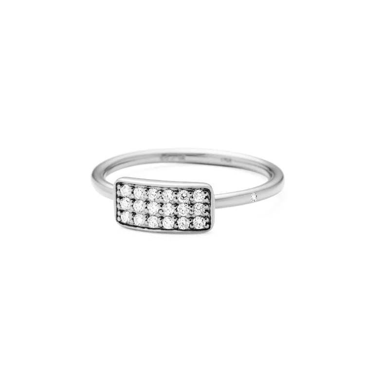 women’s diamond rings-Rock Square 18K Whitegold Ring w. Diamonds