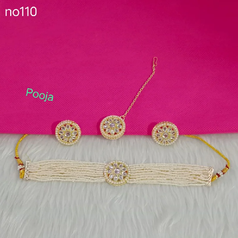 women’s layered gold necklaces-Pooja Bangles Gold Plated Choker Necklace Set