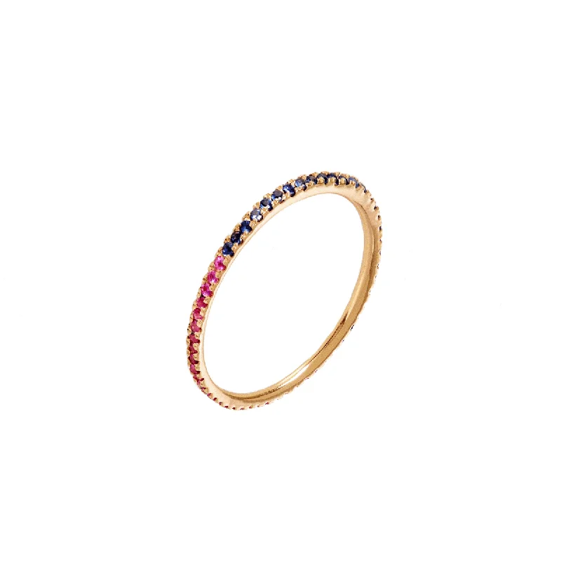 women’s luxury engagement rings-Claire Eternity - PB 18K Gold Ring w. Pink & Blue Sapphires