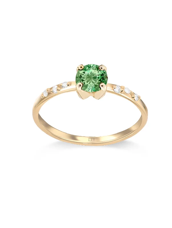 women’s emerald and diamond rings-Your Way N°10 18K Gold Ring w. Tsavorite & Diamonds