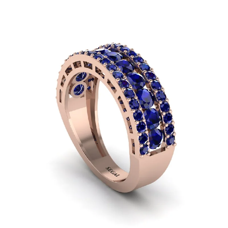 women's custom-made engagement rings-Sapphire Golden Harmony Wedding Ring - Ainsley No. 14