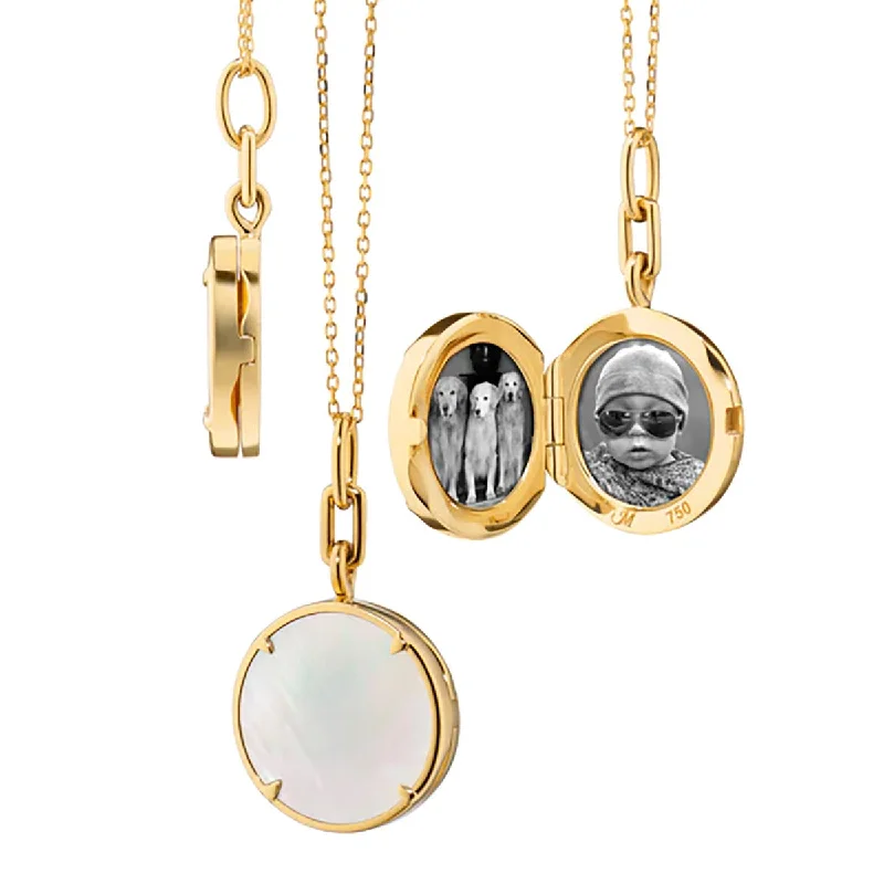 women’s necklaces-Brooke Stone Slim Locket Necklace