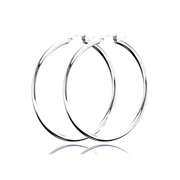 women's vintage earrings-Silver 925 Plain Hoop Earring 2mm