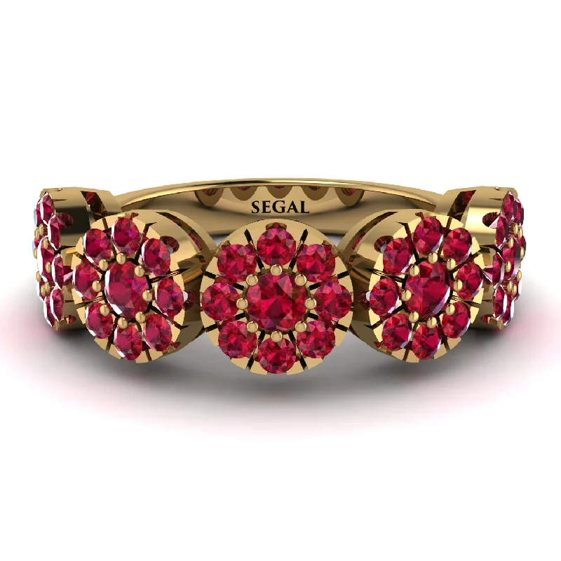 women's matching engagement rings-Ruby Blossom Of Eternity Wedding Ring - Yaretzi No. 55