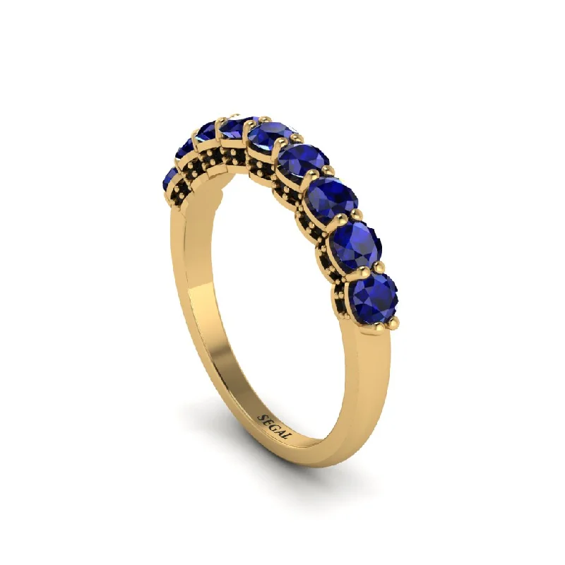 women's matching engagement rings-Round Cut Sapphire 14K Gold Wedding Ring  - Jimena No. 43