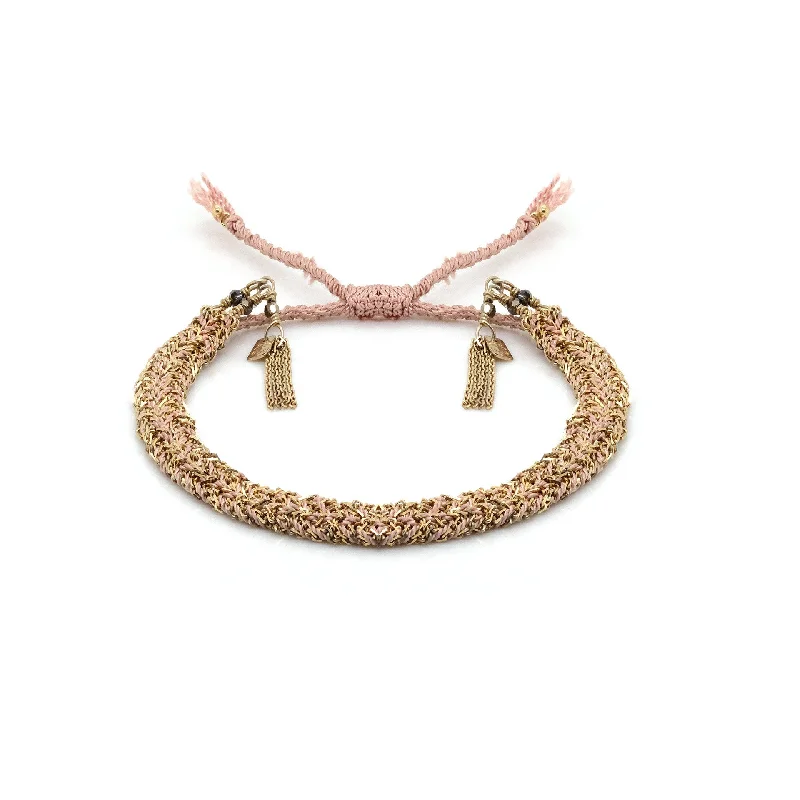 women's friendship bracelets-Nude Silk Fringe Bracelet