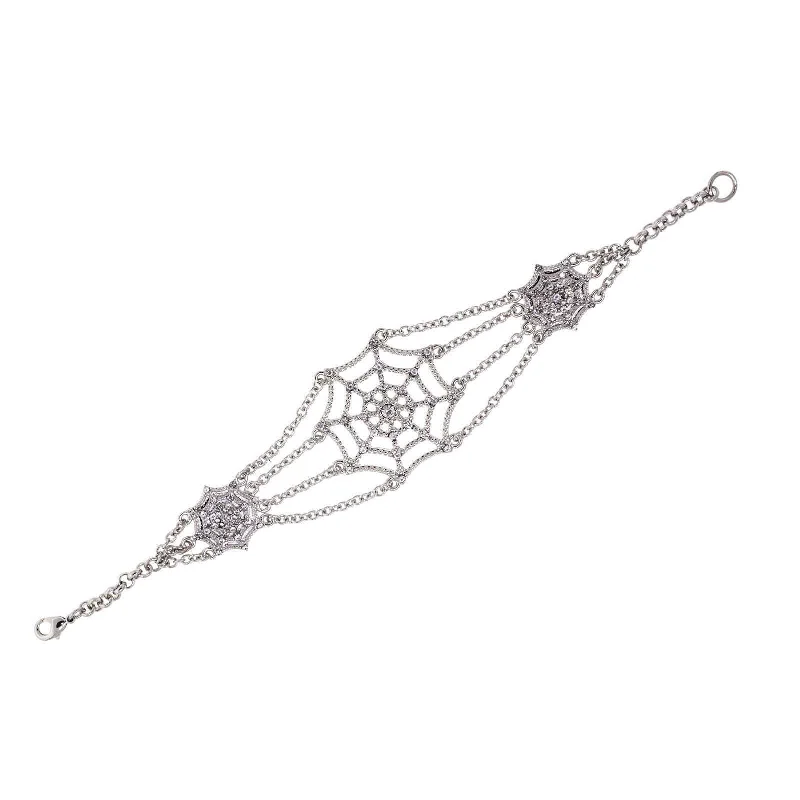 women's link bracelets-1928 Jewelry Crystal Spider Web Chain Bracelet