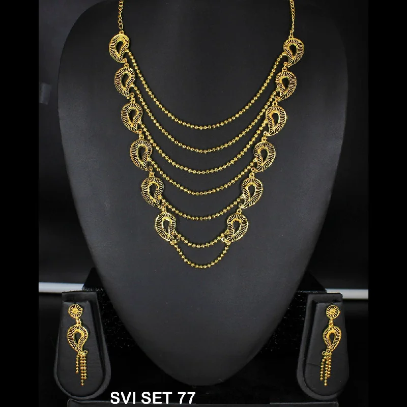 women’s anniversary necklaces-Mahavir Forming Gold Necklace Set - SVI SET 77