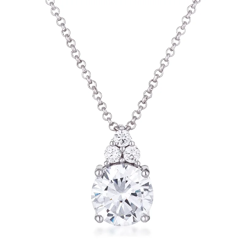 women’s bohemian necklaces-Abigail Clear 9mm Round CZ Pendant Necklace | 3.1ct