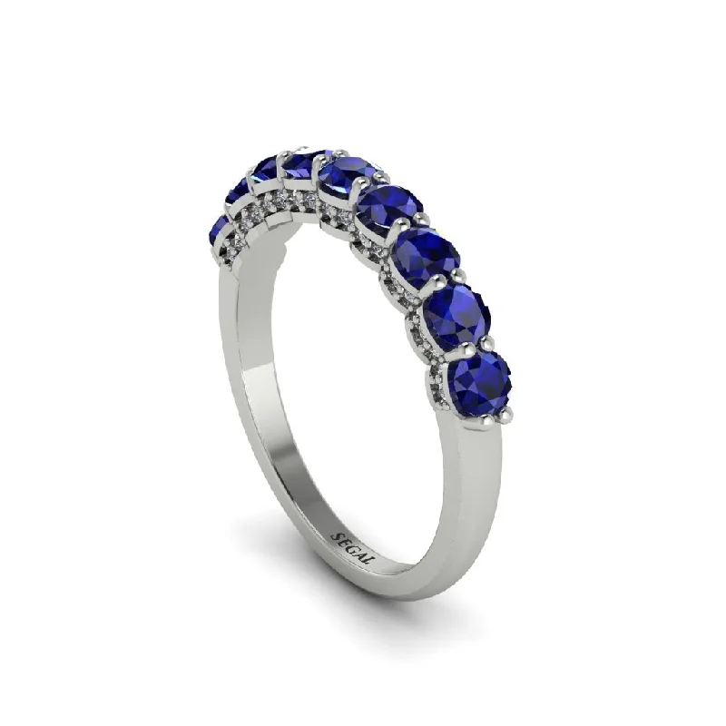 women's twisted band engagement rings-Round Cut Sapphire 14K Gold Wedding Ring  - Jimena No. 15