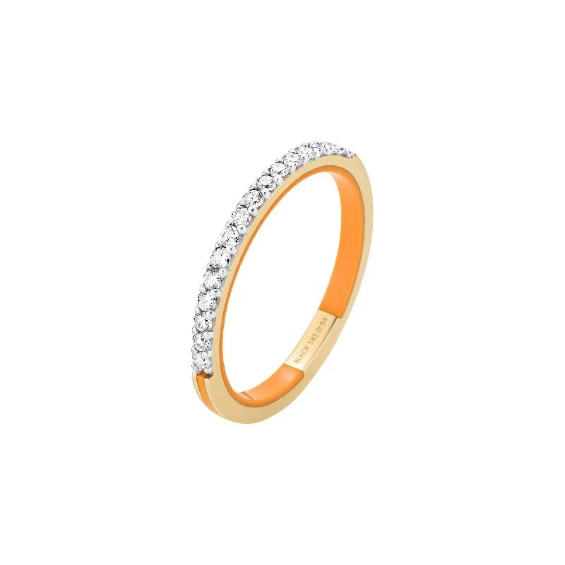 women’s double ring sets-Sunset Boulevard Orange 14K Gold Ring w. Lab-Grown Diamonds