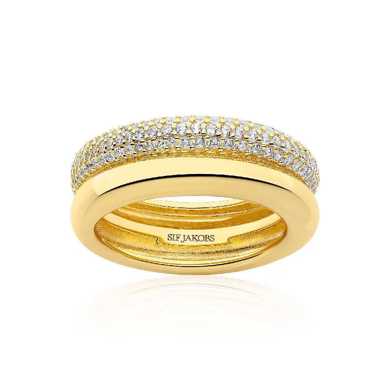 women’s bold rings-Carrara Gold Plated Ring w. Zirconia