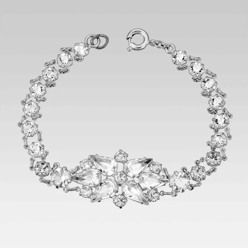 women's sterling silver bracelets-1928 Jewelry Pear & Round Multi Austrian Crystal Link Bracelet