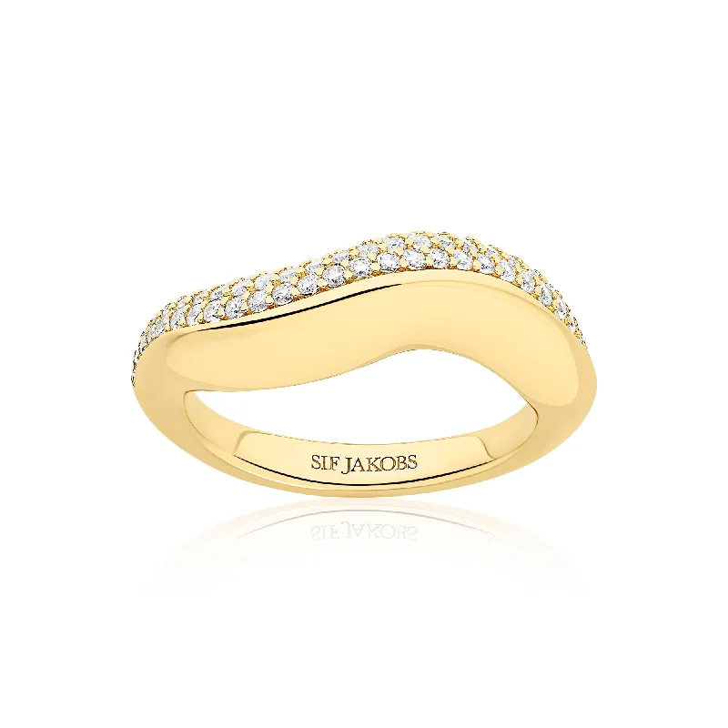 women’s cocktail rings-Glorenza Gold Plated Ring w. Zirconia