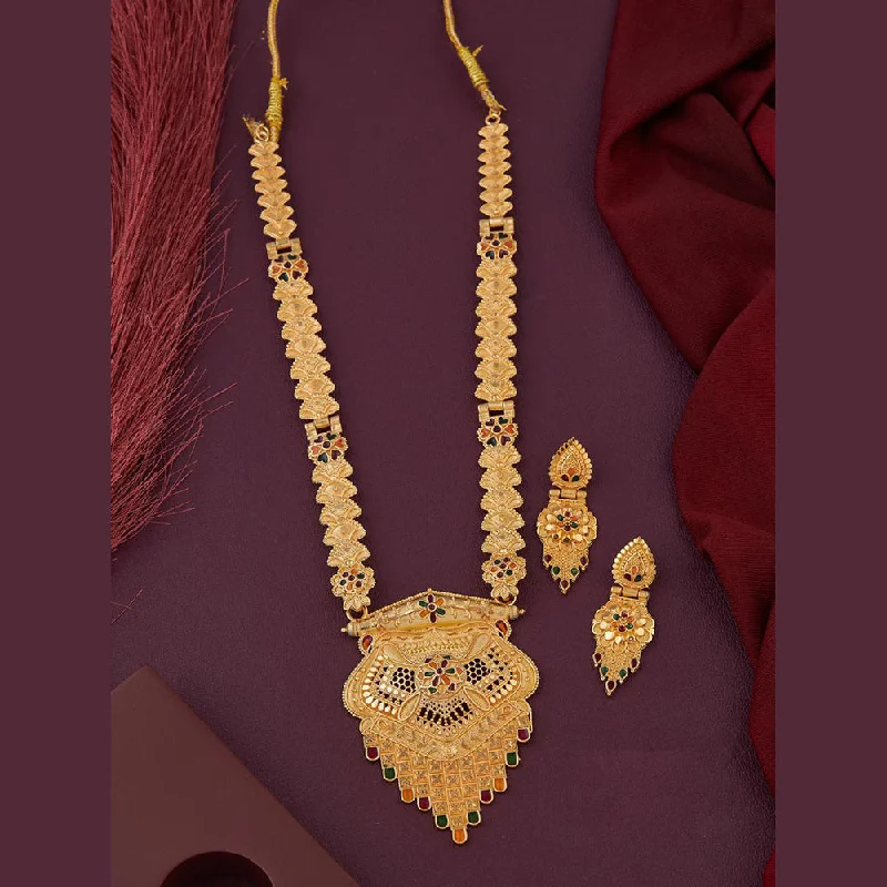 women’s gemstone charm necklaces-Kalpna Sales Gold Plated Meenakari Necklace Set