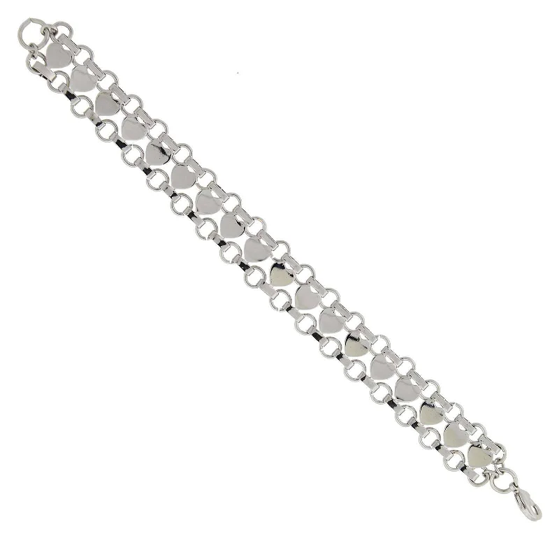 women's luxury bracelets-1928 Jewelry Silver Heart Link Bracelet