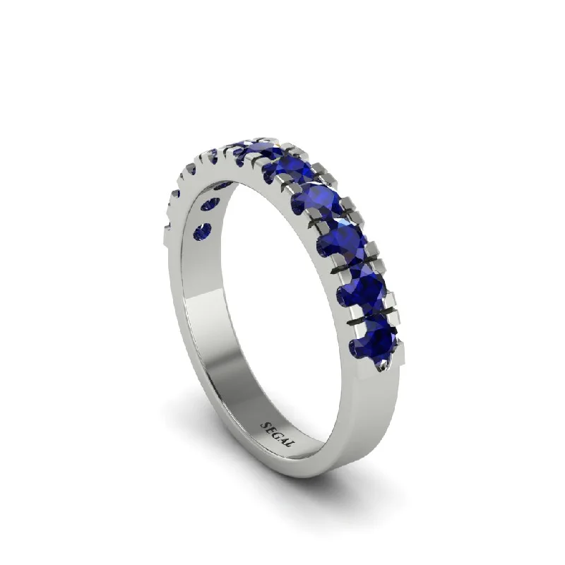 women's thick band engagement rings-Sapphire 14K Gold Eternity Wedding Ring - Alani No. 15