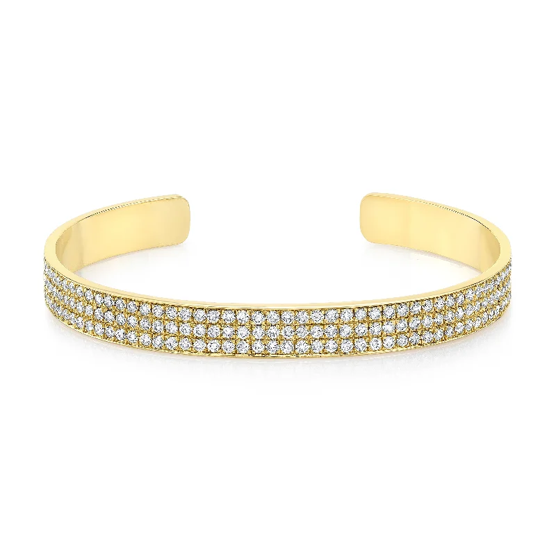 women's peridot bracelets-Flat Pavé Cuff Bracelet