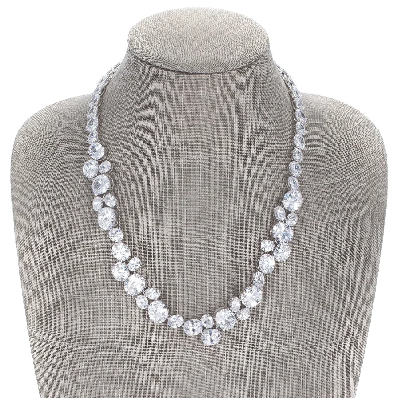 women’s pearl drop necklaces-Sisley Bejeweled Cubic Zirconia Cluster Necklace | 203ct