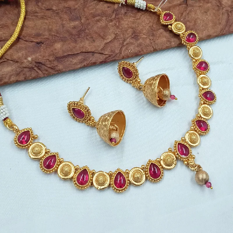 women’s religious necklaces-Padmawati Bangles Gold Plated Pota Stone Necklace Set