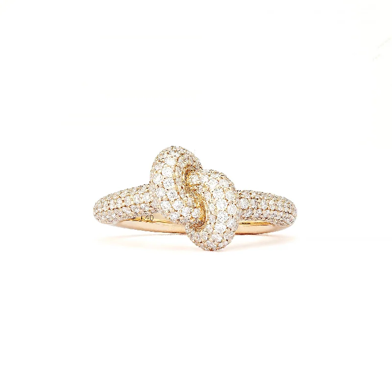 women’s rings-Legacy Knot Small (Tight) 18K Gold Ring w. Diamonds