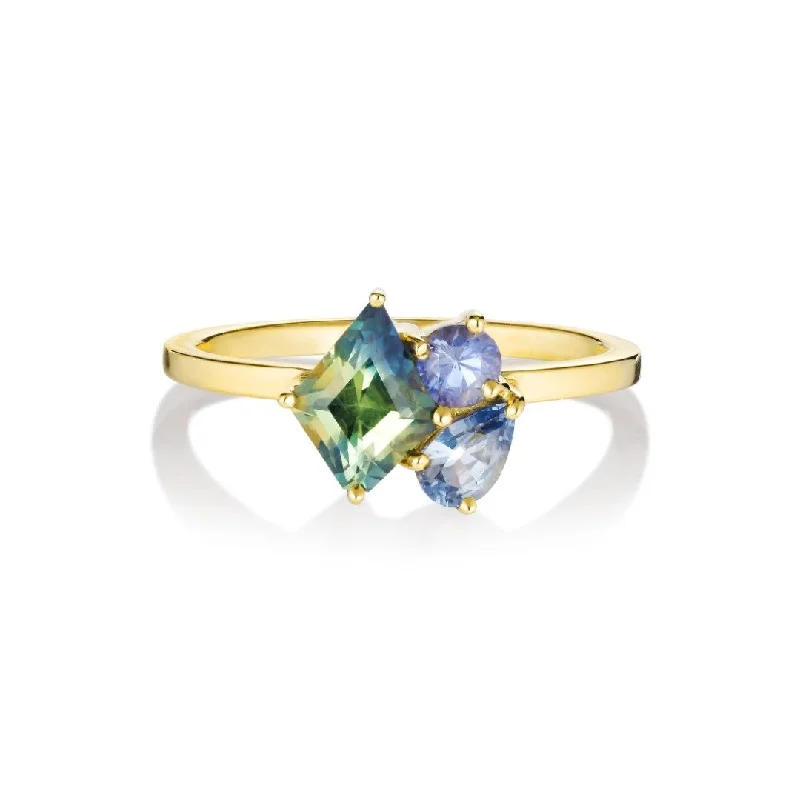 women’s three-stone rings-Varnaya Pasi 18K Gold Ring w. Sapphires