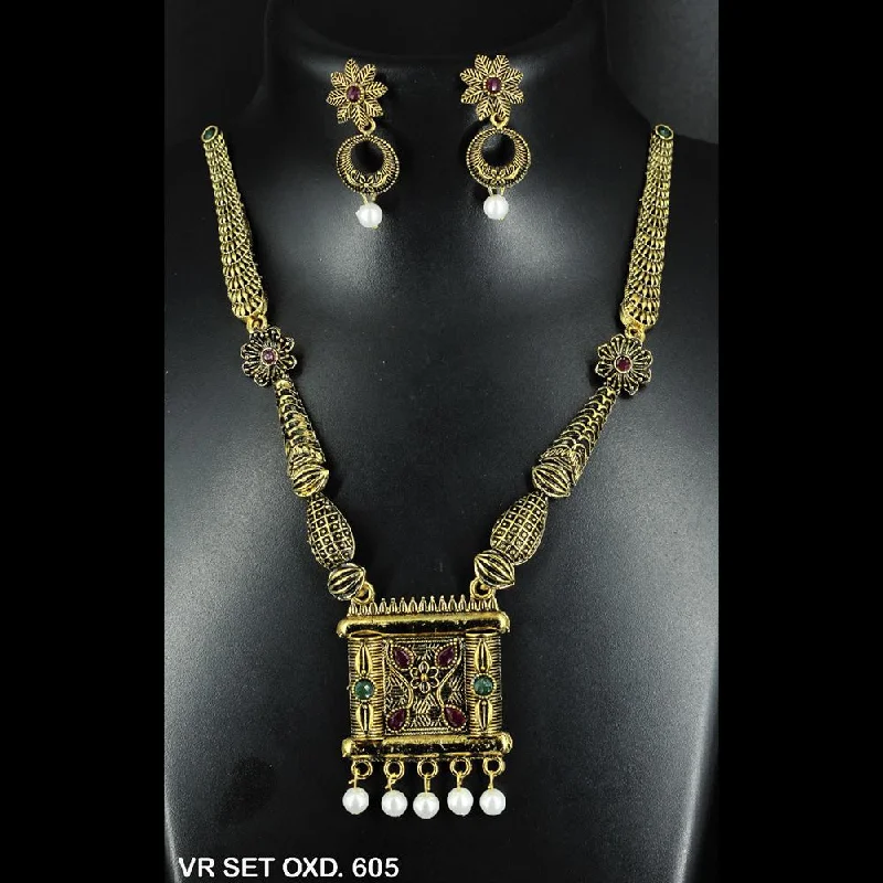 women’s choker necklaces-Mahavir Forming Gold Necklace Set - VR SET OXD. 605