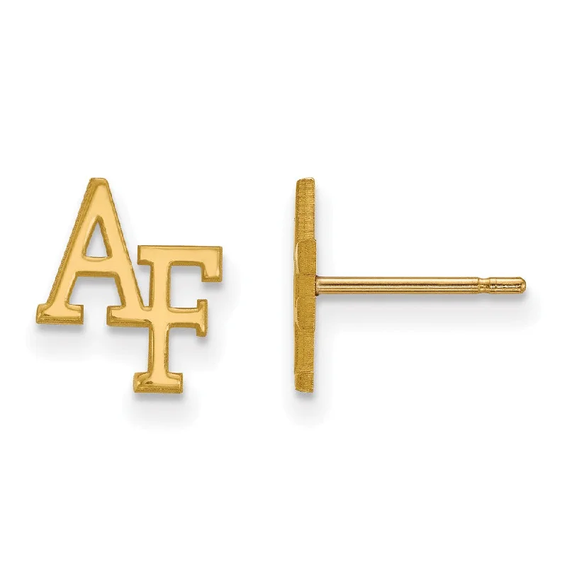 women's classic earrings-14k Gold Plated Silver Air force Academy XS (Tiny) Post Earring