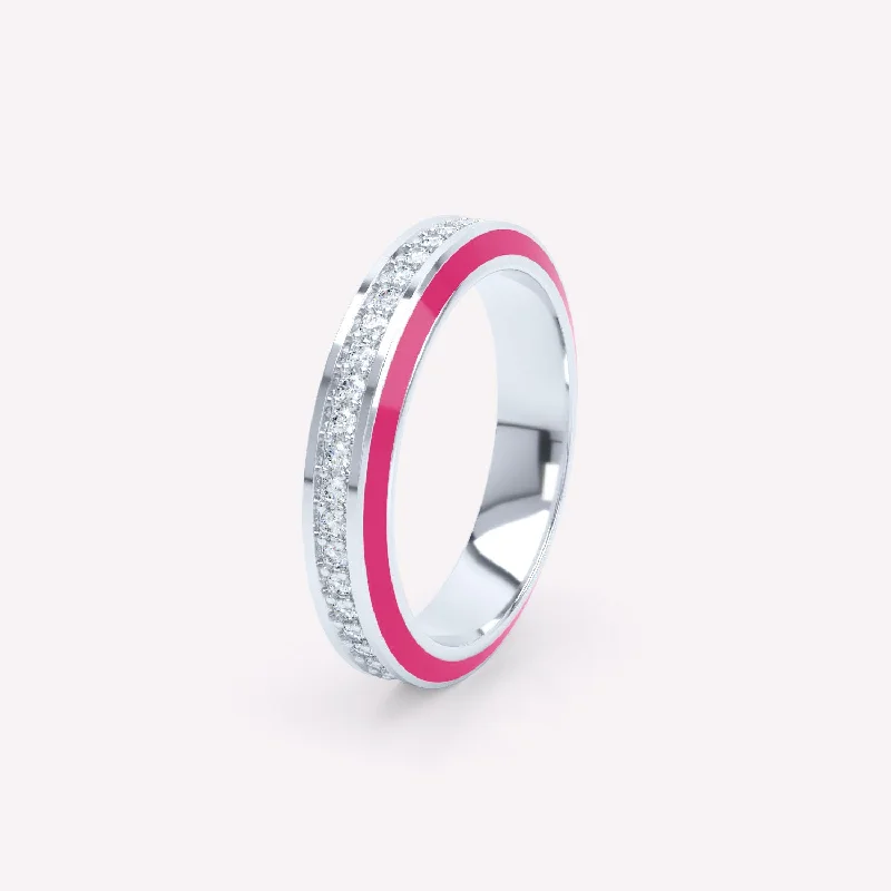 women’s silver rings-Eternity Pink 4mm 18K Whitegold Ring w. Lab-Grown Diamonds