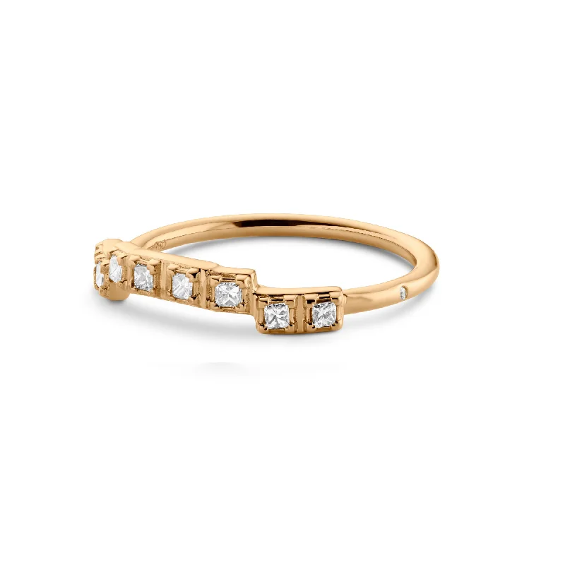 women’s classic solitaire rings-Raw Classic Curve 18K Gold Ring w. Diamonds