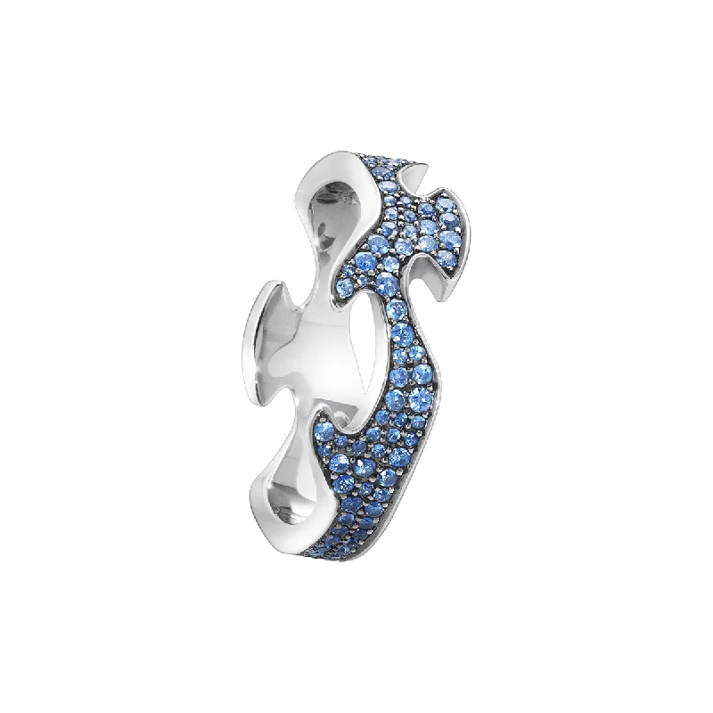 women’s gemstone wedding rings-Fusion Blue 18K White Gold Rings w. Diamonds