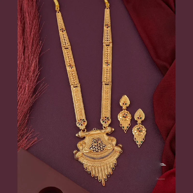 women’s layered necklaces-Kalpna Sales Gold Plated Meenakari Necklace Set