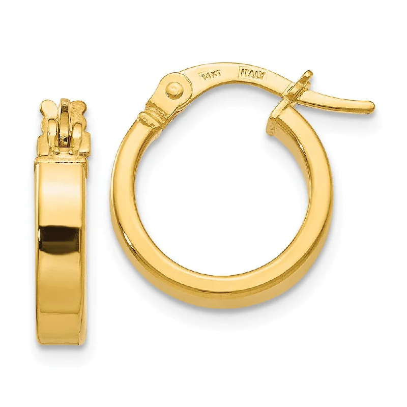 women's shell earrings-3mm x 13.5mm (1/2 Inch) Polished 14k Yellow Gold Huggie Style Hoops