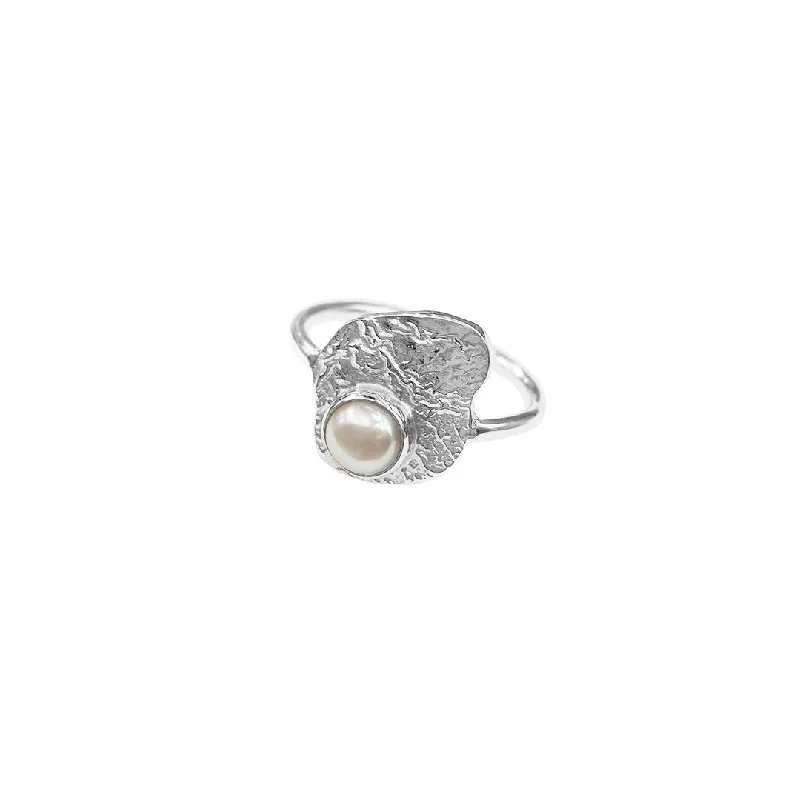 women’s pearl wedding rings-GEMMA Silver Ring w. Pearl