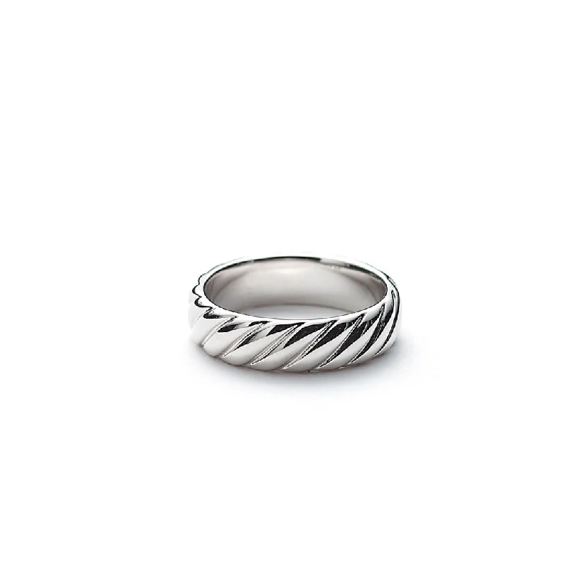 women’s three-stone rings-Hope Cable Band Silver Ring