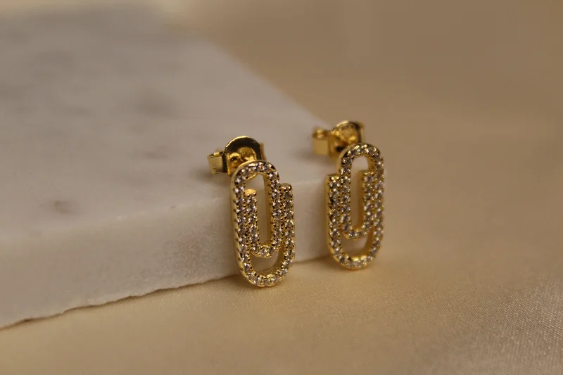 women's hoop earrings-Paperclip Studs