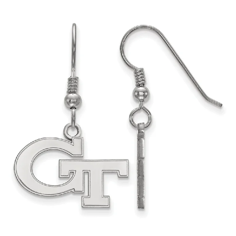 women's luxury earrings-Sterling Silver Georgia Technology Small 'GT' Dangle Earring