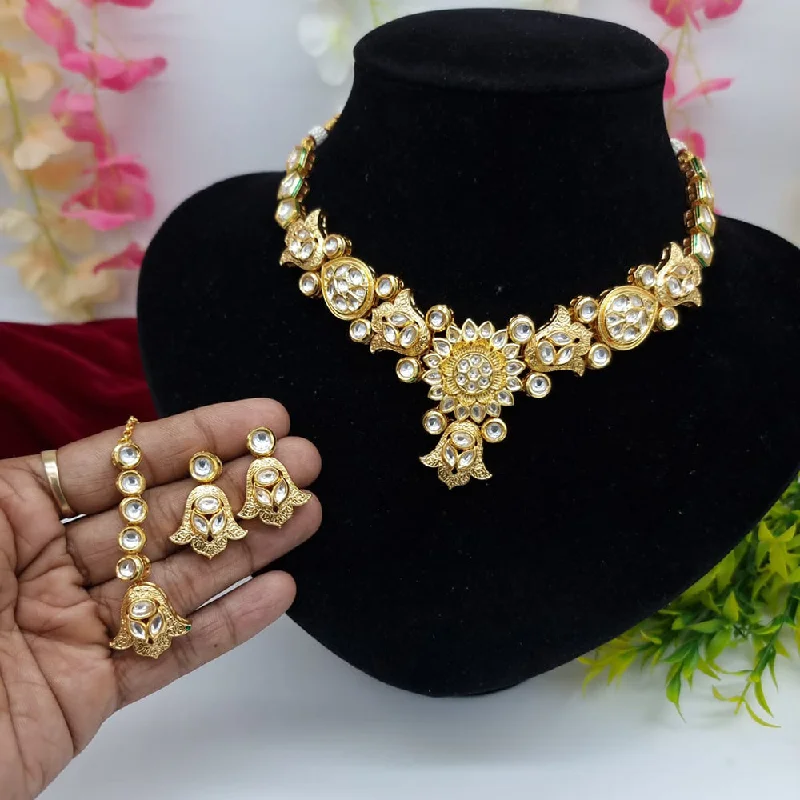 women’s vintage necklaces-JCM Gold Plated Kundan Necklace Set