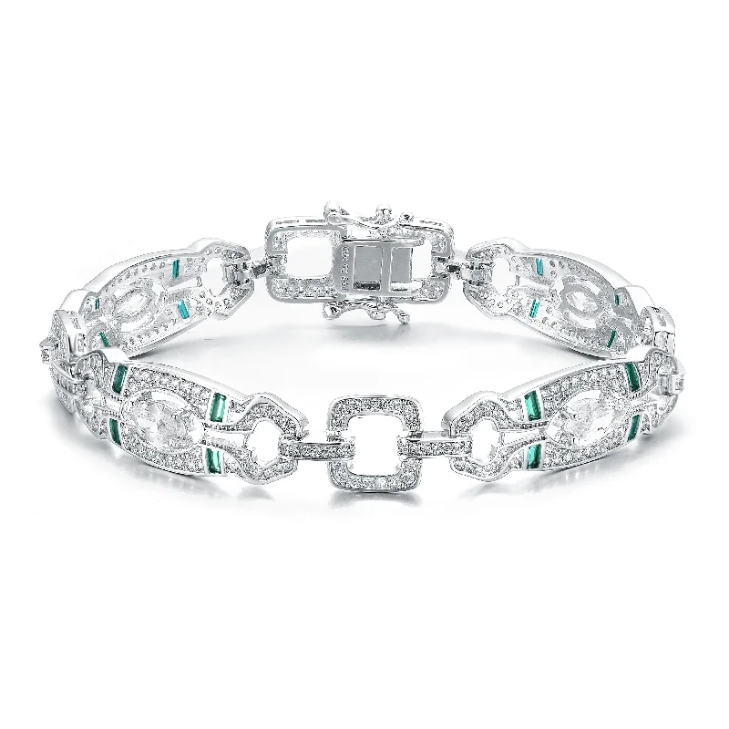 women's diamond bracelets-Monfort Geometric Link Bracelet