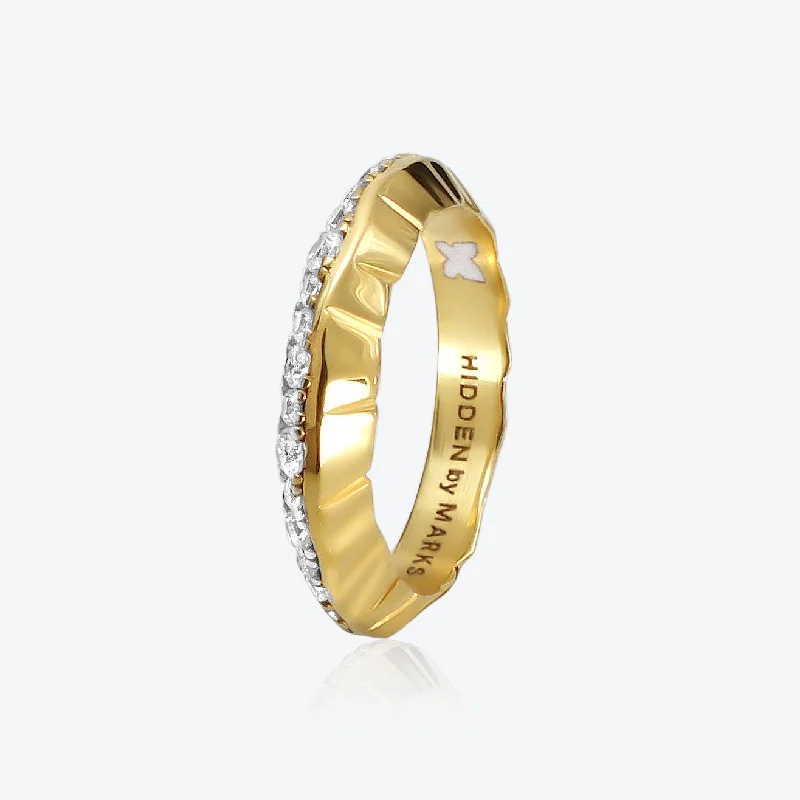 women’s affordable rings-A. Iceberg 18K Gold Ring w. Lab-Grown Diamond Pavé