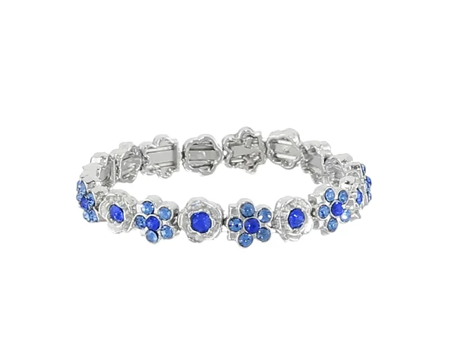 women's handmade bracelets-1928 Jewelry Crystal Flower Motif Stretch Bracelet