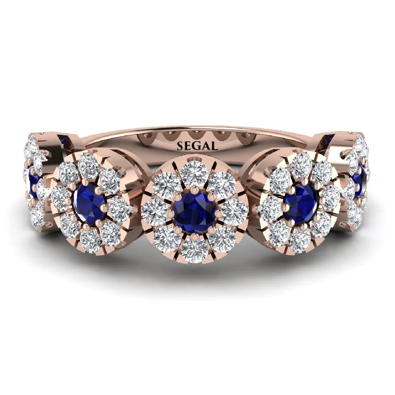 women's three-stone engagement rings-Sapphire Blossom Of Eternity Wedding Ring - Yaretzi No. 14