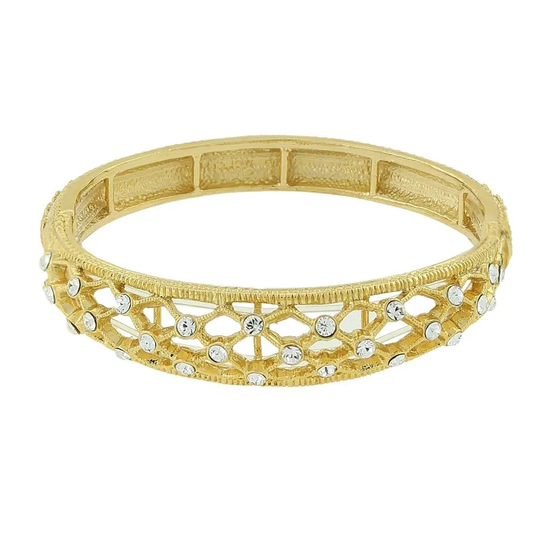 women's retro bracelets-2028 Jewelry Crystal Slim Filigree Stretch Bracelet