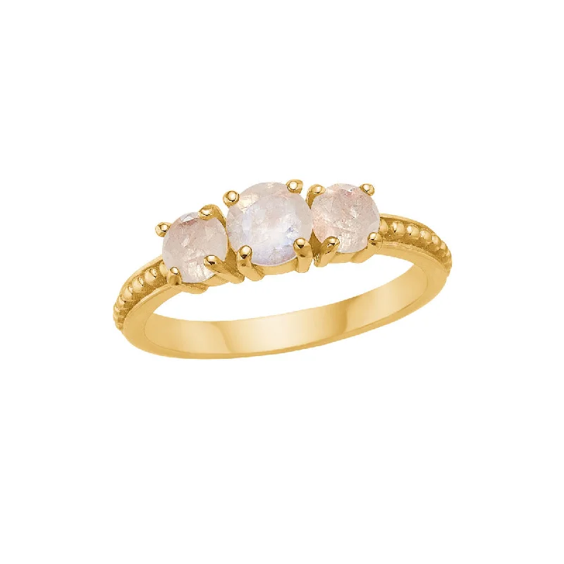 women’s gold rings-18K Gold Plated Ring w. Moonstones