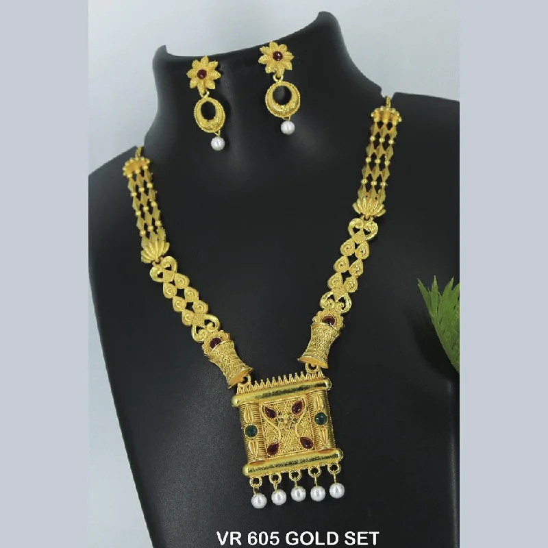 women’s custom necklaces-Mahavir Forming Gold Necklace Set - VR SET 605 GOLD