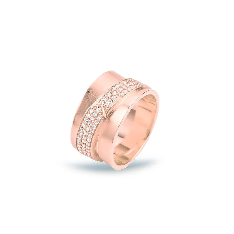 women’s fancy color rings-Jovian Small 18K Rosegold Ring w. Diamonds