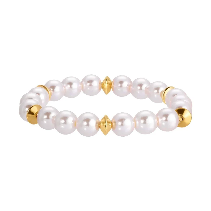 women's evil eye bracelets-1928 Jewelry Aurelia Glass Faux Pearl Stretch Bracelet