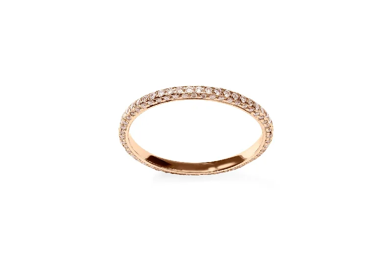 women’s white gold rings-Amore The Luxury 18K Rosegold Ring w. Diamonds