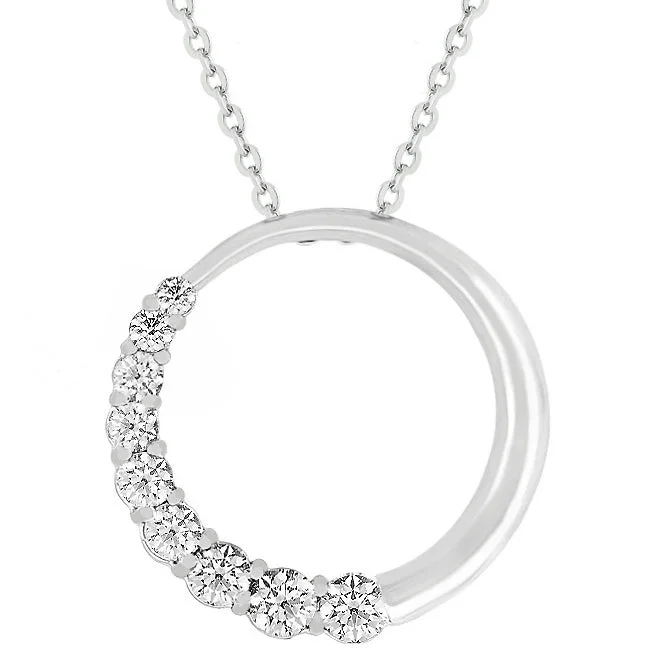 women’s diamond necklace sets-Elisa Graduated CZ Circle Pendant Necklace | 1ct