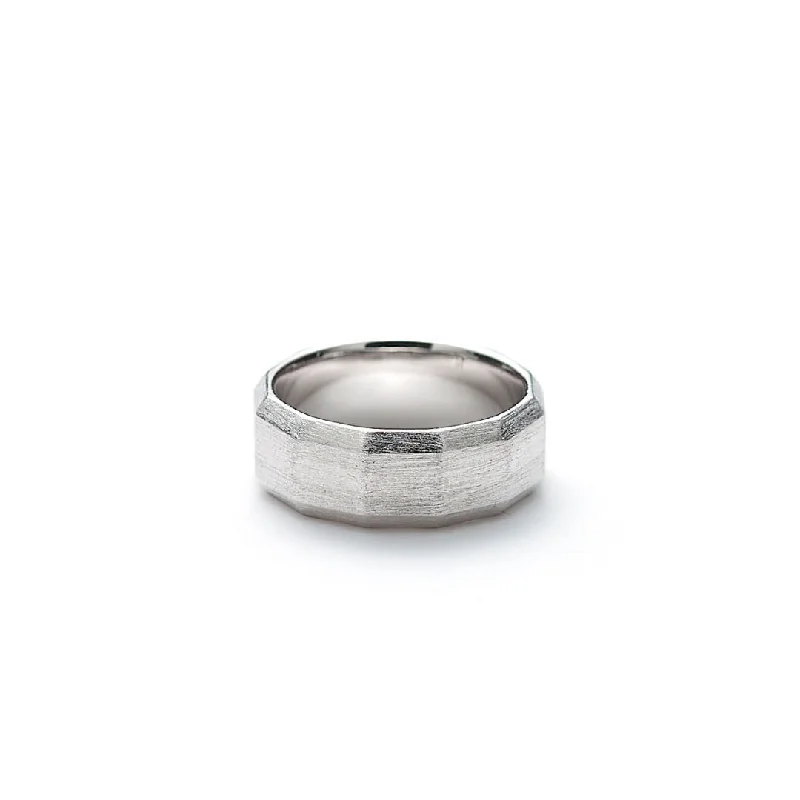 women’s floral rings-Hope Facet (8mm) Brushed Silver Ring